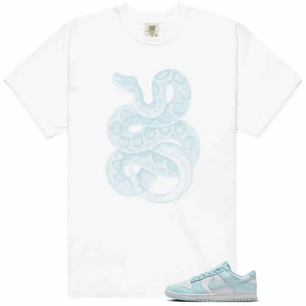 Python Snake Shirt for Nike Dunk Low White and Glacier Blue Sneaker