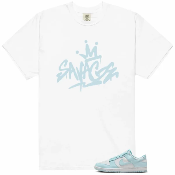 Savage Style Shirt for Nike Dunk Low White and Glacier Blue Lovers