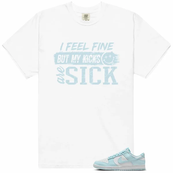 Nike Dunk Low White and Glacier Blue Match: Sick Kicks Shirt