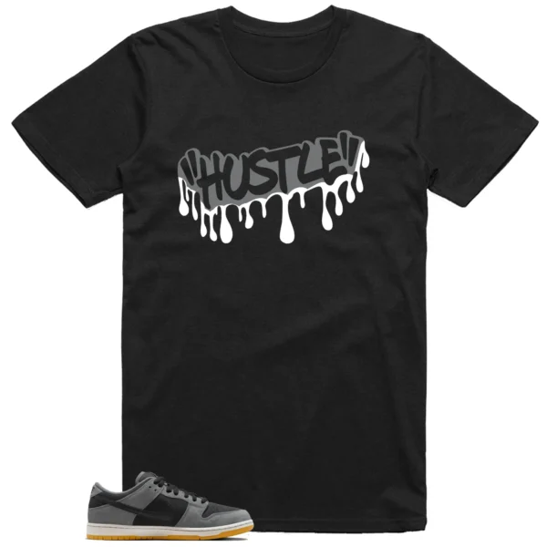 Hustle Drip Tee Matching Nike SB Dunk Low Dark Smoke Grey