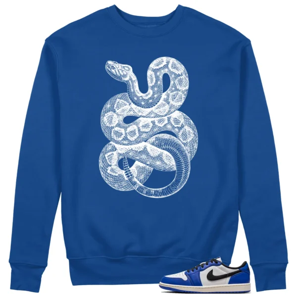 Python Snake Sweatshirt for Air Jordan 1 Low Game Royal Sneaker