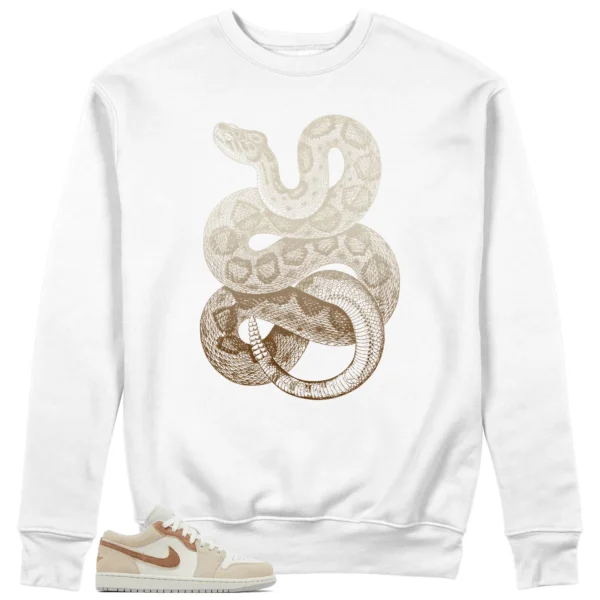 Python Snake Sweatshirt for Jordan 1 Low SE Sail Archaeo Brown Sneaker