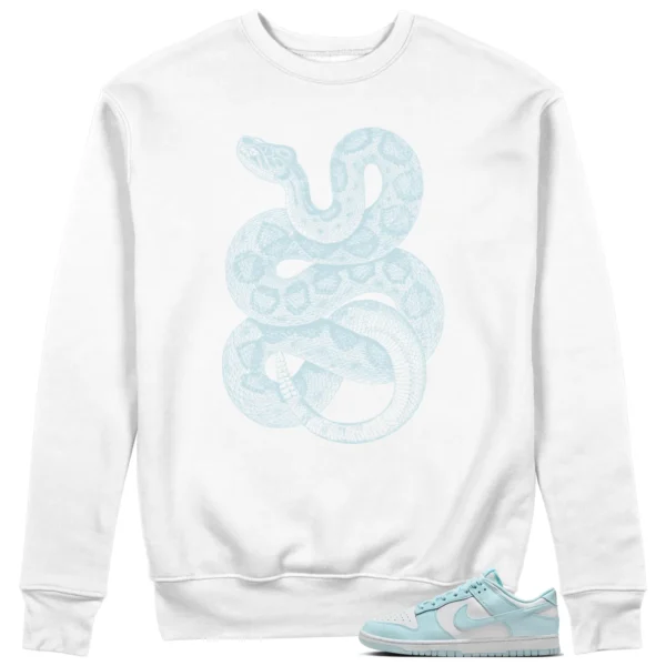 Python Snake Sweatshirt for Nike Dunk Low White and Glacier Blue Sneaker