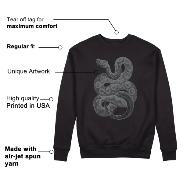 Python Snake Sweatshirt for Nike SB Dunk Low Dark Smoke Grey Sneaker Features