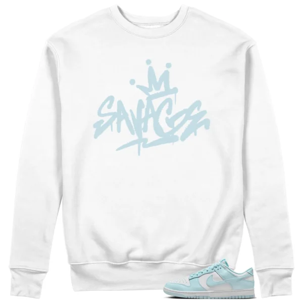 Savage Style Sweatshirt for Nike Dunk Low White and Glacier Blue Lovers