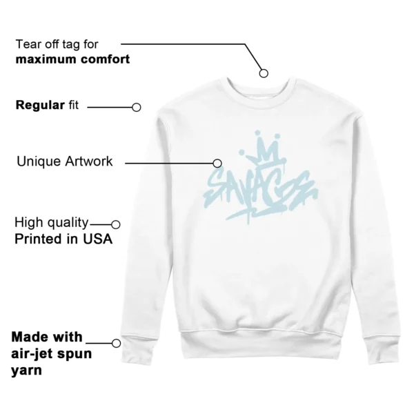 Savage Style Sweatshirt for Nike Dunk Low White and Glacier Blue Lovers Features