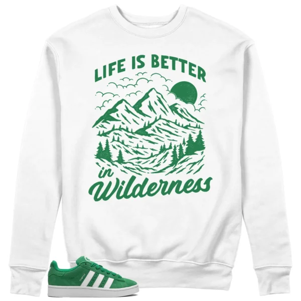 Wilderness Sweat Perfect with adidas Campus 00s Green Cloud White