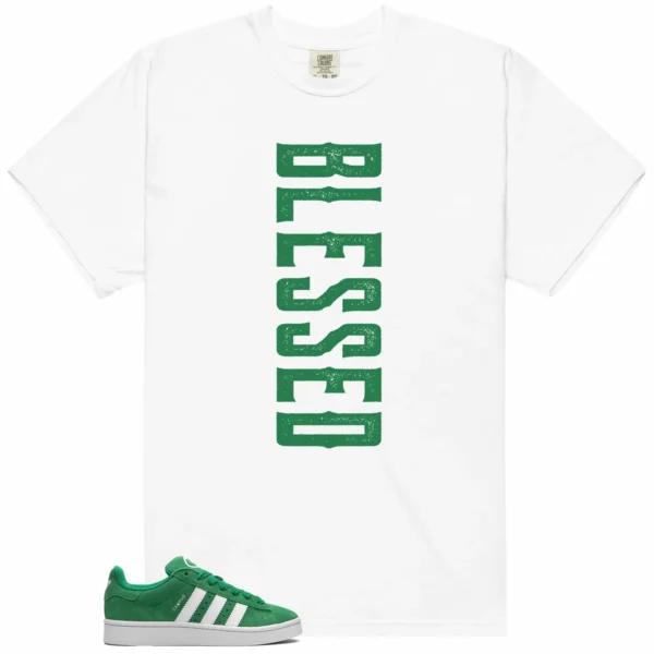 Blessed Tee | adidas Campus 00s Green Cloud White Matchshirt