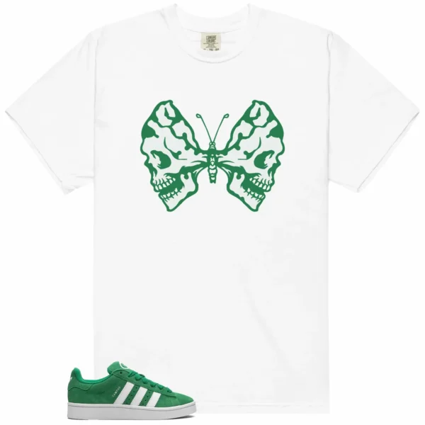 Butterfly Skulls Shirt for adidas Campus 00s Green Cloud White Fans