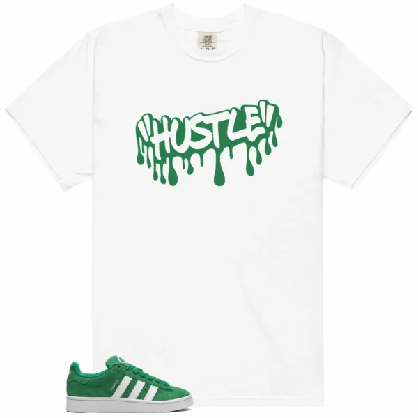 Hustle Drip Tee Matching adidas Campus 00s Green Cloud White