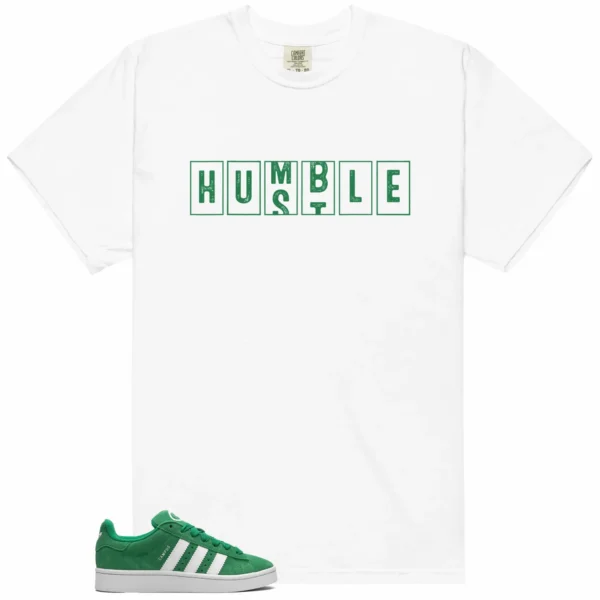 adidas Campus 00s Green Cloud White - Hustle Humble T-Shirt