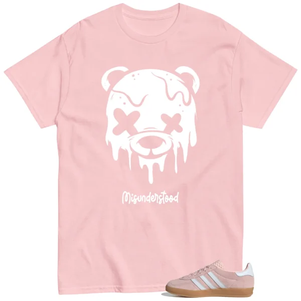 Adidas Gazelle Indoor Sandy Pink Matching Tee - Drippy Bear Graphic