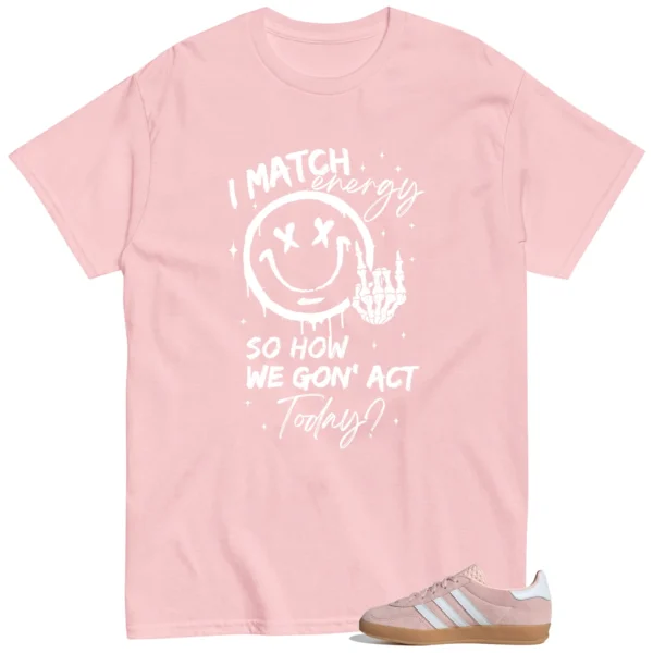 Adidas Gazelle Indoor Sandy Pink Matching Tee Shirt - Match Energy