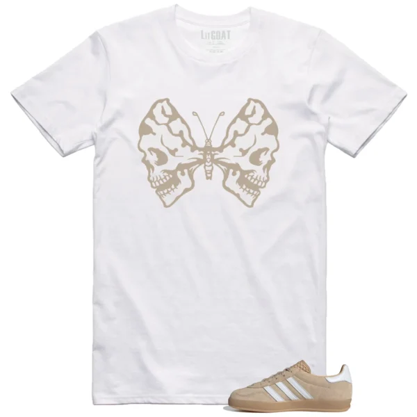 Butterfly Skulls Shirt for Adidas gazelle Indoor Magic Beige Fans