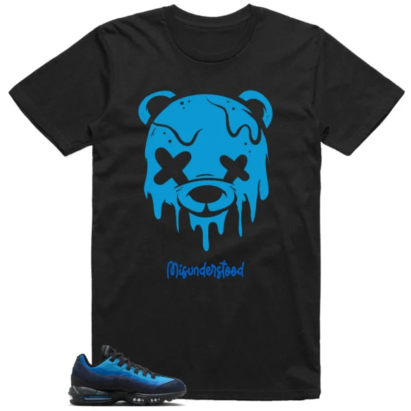 Air Max 95 x Stash Black and Harbor Blue Matching Tee - Drippy Bear Graphic