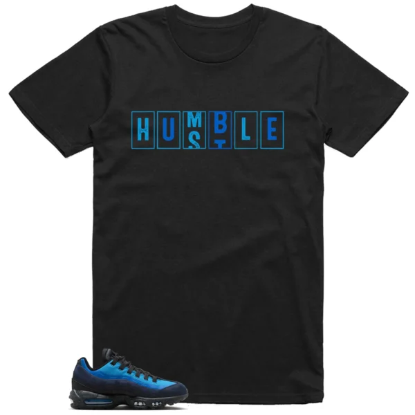 Air Max 95 x Stash Black and Harbor Blue - Hustle Humble T-Shirt