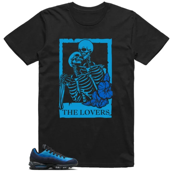 Lovers Tee for Air Max 95 x Stash Black and Harbor Blue Sneakers