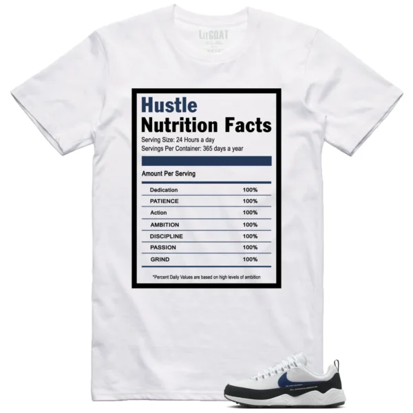 Hustle Facts: Motivational Graphic for Air Zoom Spiridon Fragment Blue Void