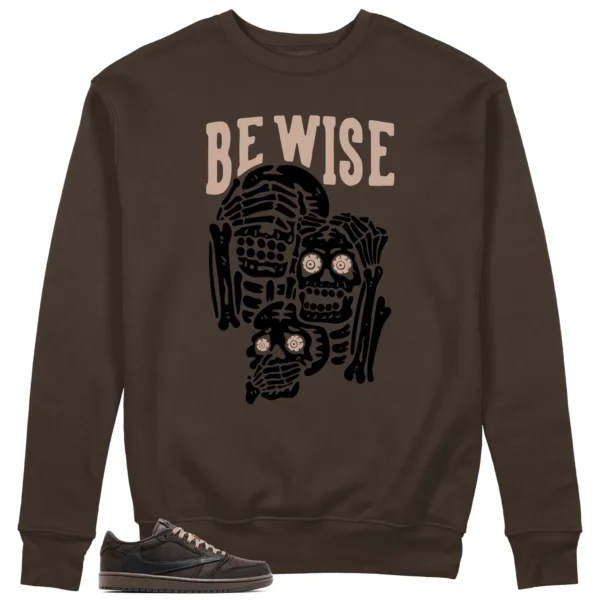 Travis Scott x Air Jordan 1 Low OG Velvet Brown 'Be Wise' Matching Sweatshirt