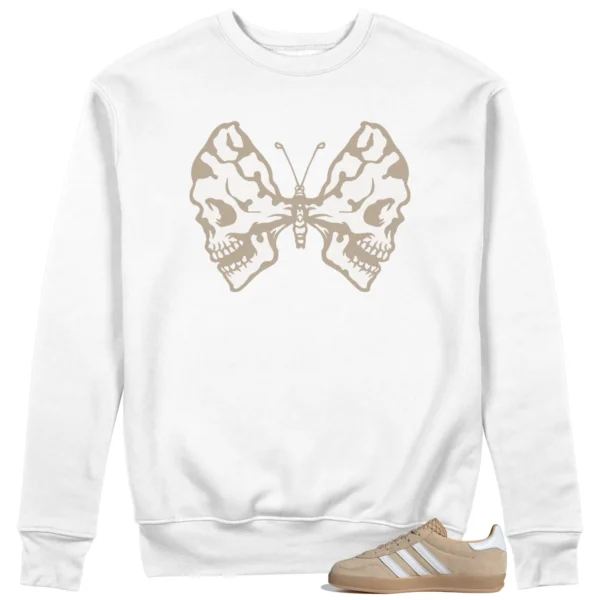 Butterfly Skulls Sweatshirt for Adidas gazelle Indoor Magic Beige Fans