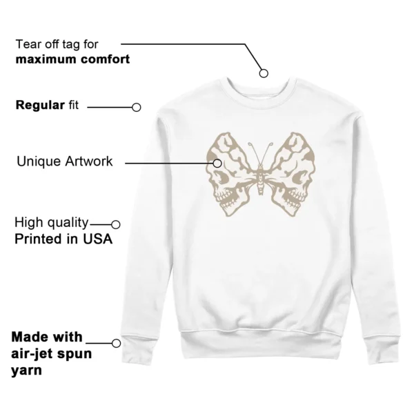 Butterfly Skulls Sweatshirt for Adidas gazelle Indoor Magic Beige Fans Features