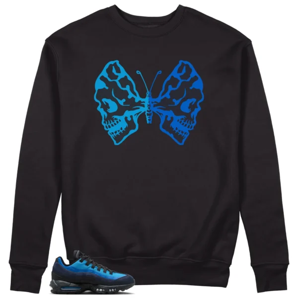 Butterfly Skulls Sweatshirt for Air Max 95 x Stash Black and Harbor Blue Fans