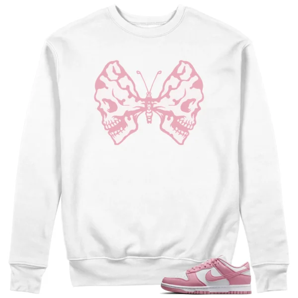 Butterfly Skulls Sweatshirt for Nike Dunk Low Elemental Pink Fans