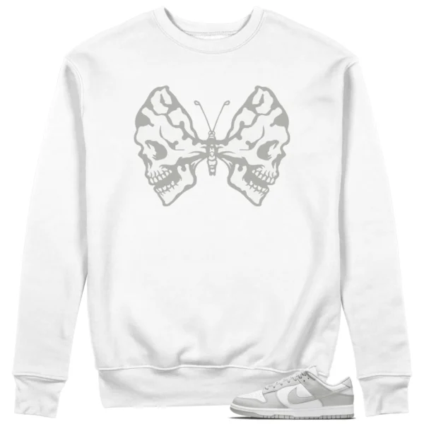 Butterfly Skulls Sweatshirt for Nike Dunk Low Grey Fog Fans