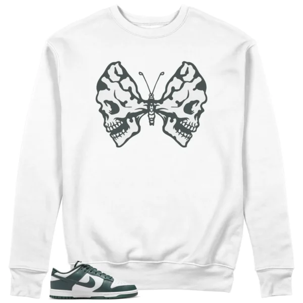 Butterfly Skulls Sweatshirt for Nike Dunk Low Vintage Green Fans