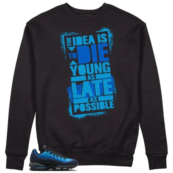 Die Young Sweatshirt to Match Air Max 95 x Stash Black and Harbor Blue