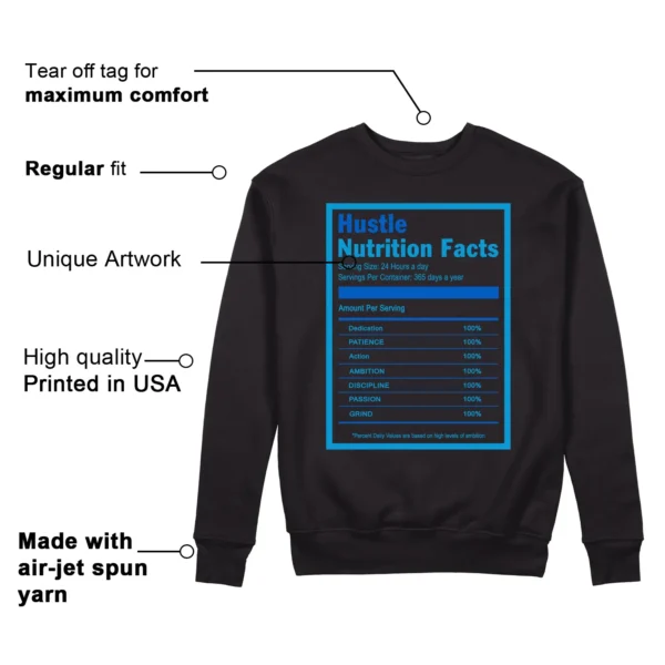 Hustle Facts: Motivational Sweatshirt for Air Max 95 x Stash Black and Harbor Blue Features