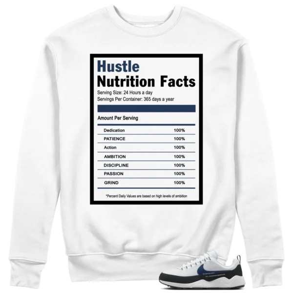 Hustle Facts: Motivational Sweatshirt for Air Zoom Spiridon Fragment Blue Void