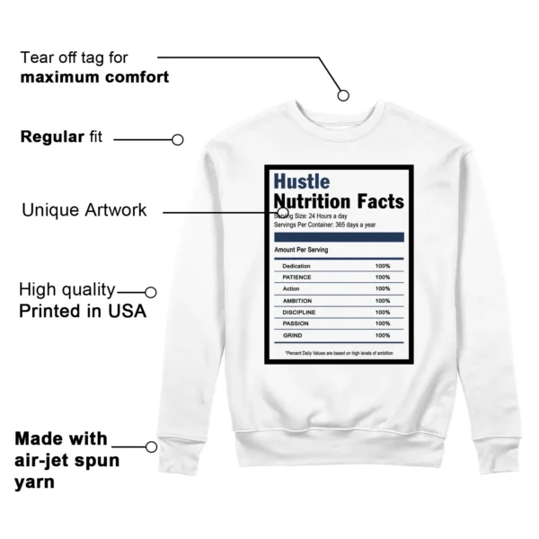 Hustle Facts: Motivational Sweatshirt for Air Zoom Spiridon Fragment Blue Void Features