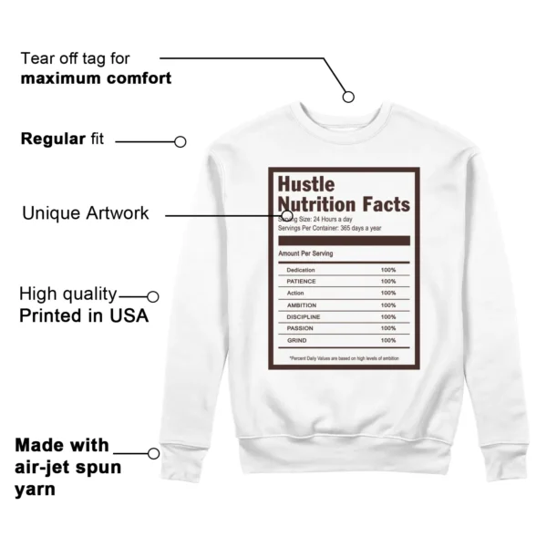 Hustle Facts: Motivational Sweatshirt for SoleFly x Air Jordan 12 Cafecito Features