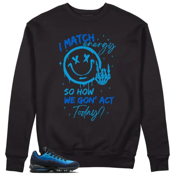 Air Max 95 x Stash Black and Harbor Blue Matching Sweatshirt - Match Energy