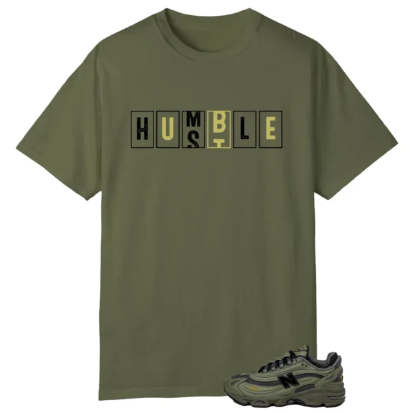 New Balance 1000 Dark Olivine - Hustle Humble T-Shirt