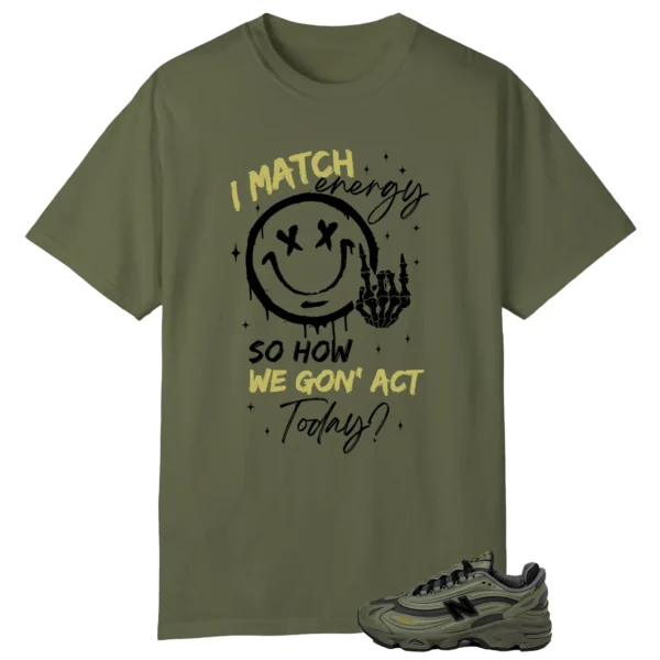 New Balance 1000 Dark Olivine Matching Tee Shirt - Match Energy