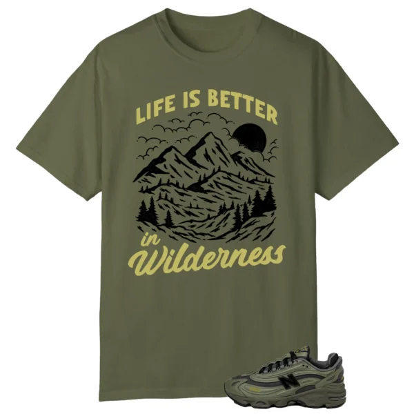 Wilderness Tee - Perfect with New Balance 1000 Dark Olivine