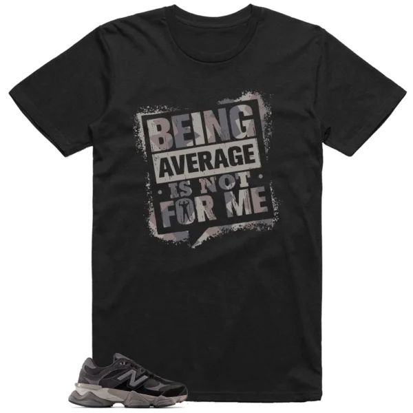 Average Not Me Tee Matches New Balance 9060 Black Castlerock Grey Sneaker