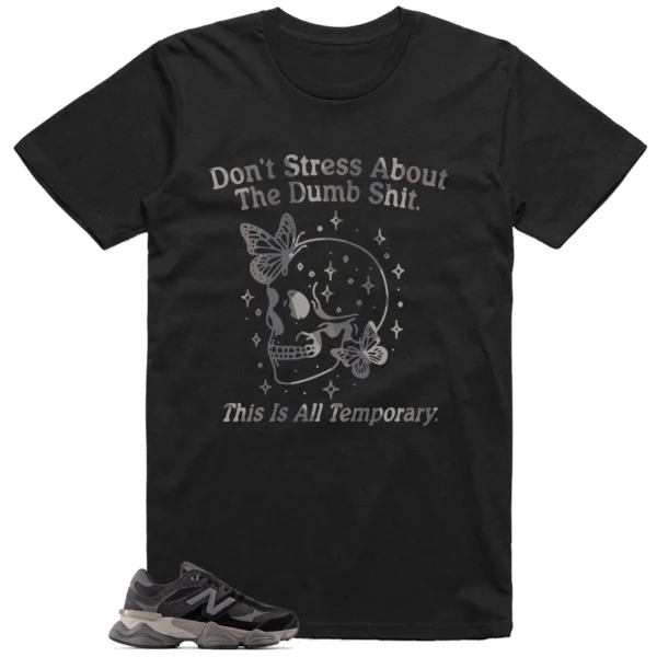 Style New Balance 9060 Black Castlerock Grey With This Don't Stress TShirt