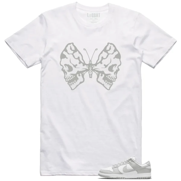 Butterfly Skulls Shirt for Nike Dunk Low Grey Fog Fans