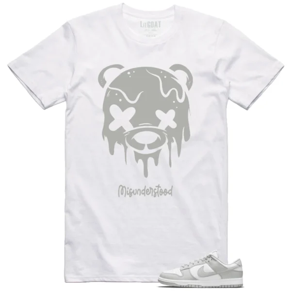 Nike Dunk Low Grey Fog Matching Tee - Drippy Bear Graphic