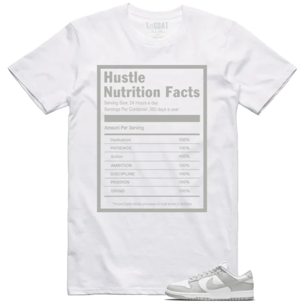 Hustle Facts: Motivational Graphic for Nike Dunk Low Grey Fog