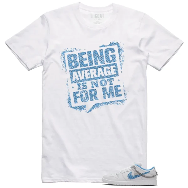 Average Not Me Tee Matches Nike SB Dunk Low Pro x Nicole Hause White University Blue Sneaker