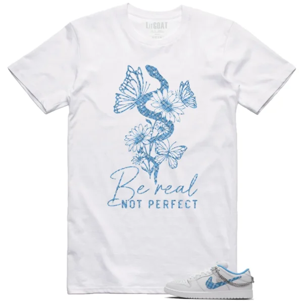 Be Real Tee to Match Nike SB Dunk Low Pro x Nicole Hause White University Blue