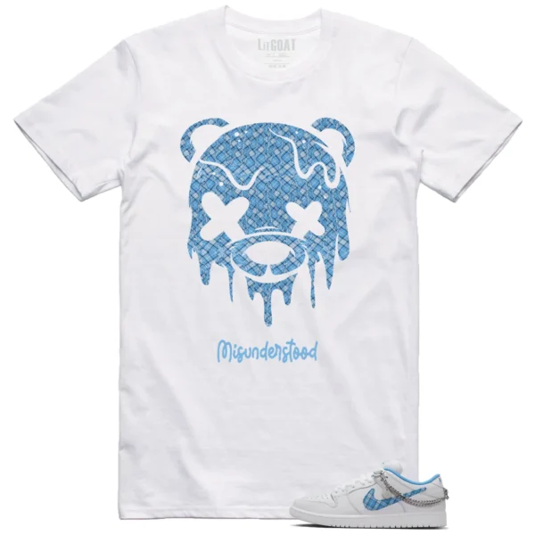 Nike SB Dunk Low Pro x Nicole Hause White University Blue Matching Tee - Drippy Bear Graphic