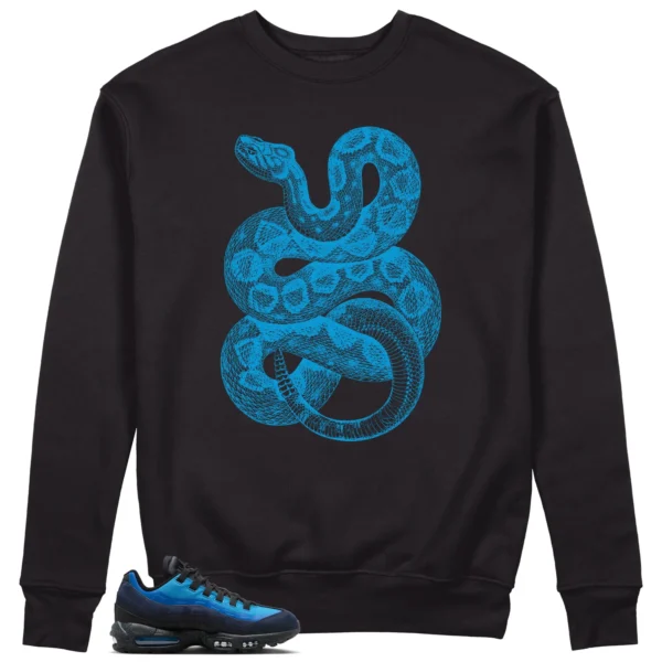 Python Snake Sweatshirt for Air Max 95 x Stash Black and Harbor Blue Sneaker