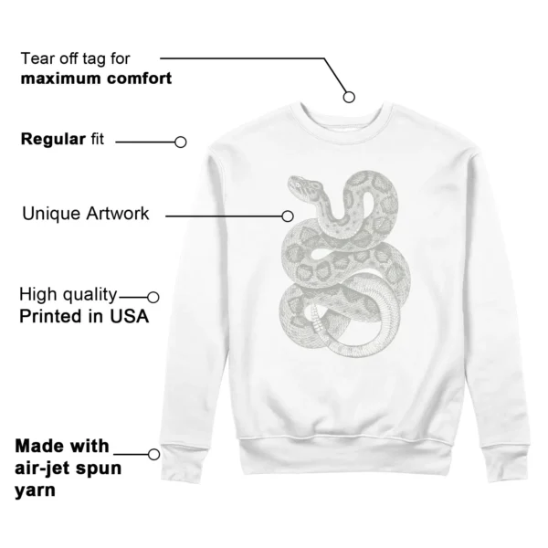 Python Snake Sweatshirt for Nike Dunk Low Grey Fog Sneaker Features