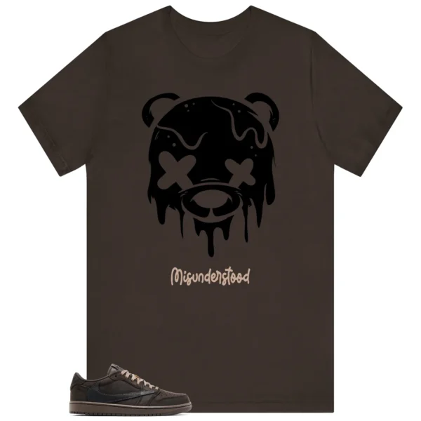 Travis Scott x Air Jordan 1 Low OG Velvet Brown Matching Tee - Drippy Bear Graphic