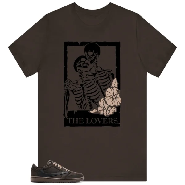 Lovers Tee for Travis Scott x Air Jordan 1 Low OG Velvet Brown Sneakers